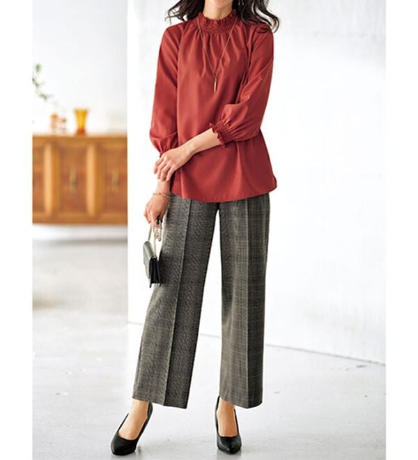 BELLUNA（ベルーナ）の「ストレッチ素材ボタン使いワイドパンツ（ワイドパンツ・ガウチョ）」｜詳細画像