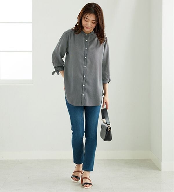 BELLUNA（ベルーナ）の「涼感柔らか袖リボンチュニック（チュニック）」｜詳細画像