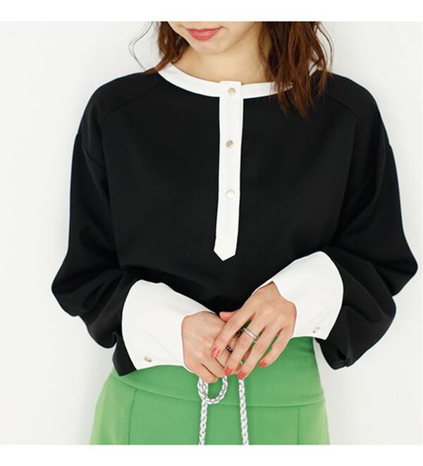 GeeRA（ジーラ）の「前後２ＷＡＹ配色デザインブラウス（ブラウス）」｜詳細画像