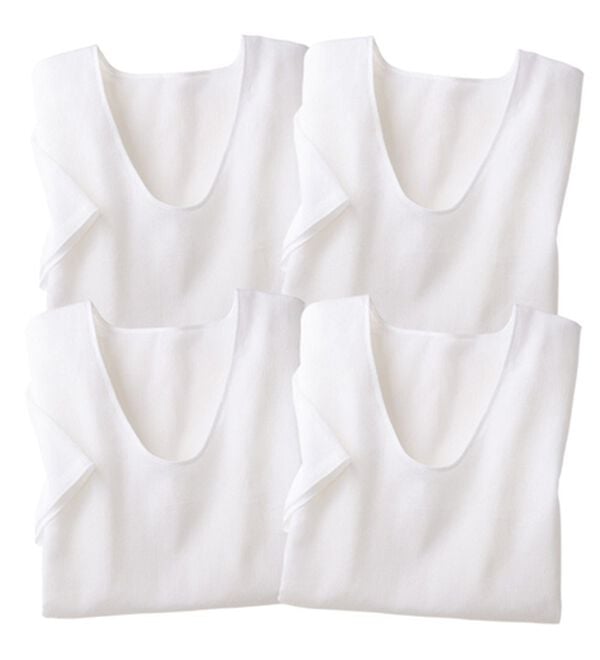 「楽兵衛・和のインナーシリーズ（麻入り）（メンズ肌着・インナーウェア）」｜4枚組 半袖U首