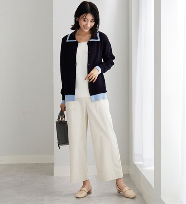 BELLUNA（ベルーナ）の「配色衿デザインニットカーディガン（ニットカーディガン）」｜詳細画像