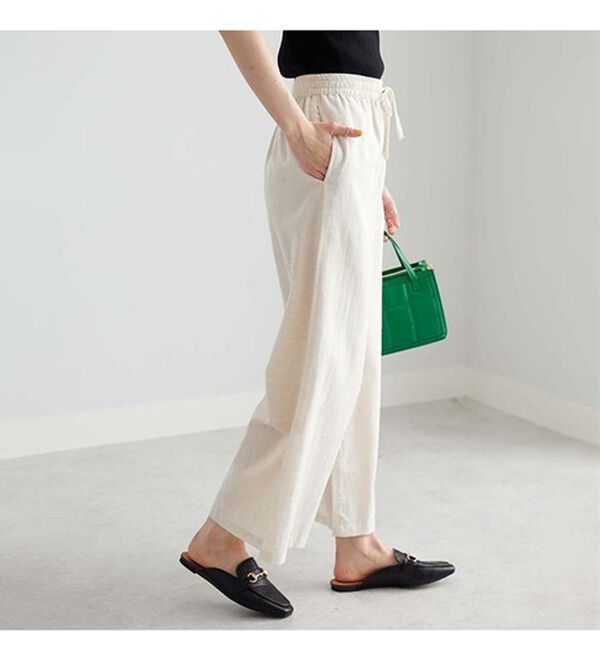 GeeRA（ジーラ）の「麻入りリラックスワイドパンツ（ワイドパンツ・ガウチョ）」｜詳細画像