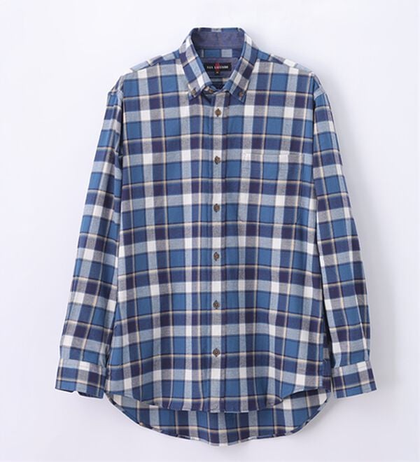 「着心地快適ストレッチネルシャツ（メンズシャツ）」｜ネイビーチェック