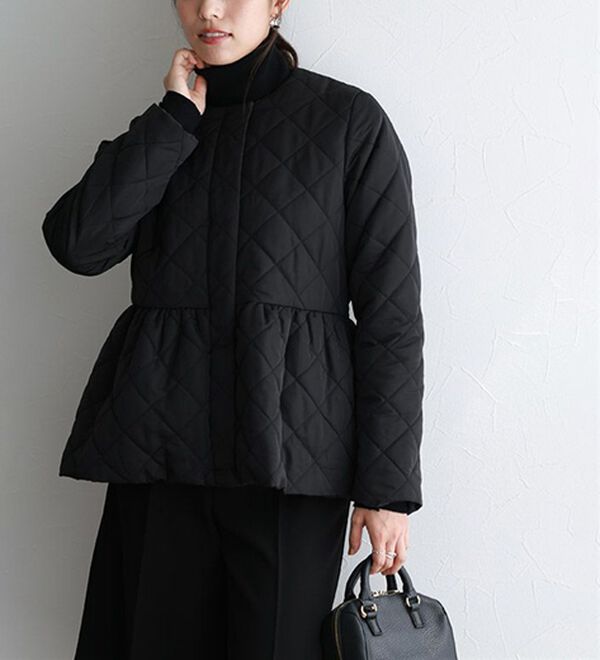 Pierrot（ピエロ）の「ノーカラーフレアキルティングブルゾン（ブルゾン）」｜詳細画像