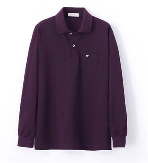 「＜ゴールデンベア＞上質国産ポロシャツ（長袖）（メンズポロシャツ）」｜パープル