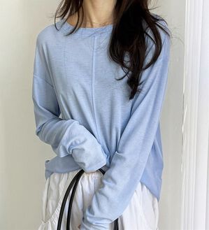 GeeRA（ジーラ）の「着回し自在！スラブシアートップス（カットソー）」｜ブルー