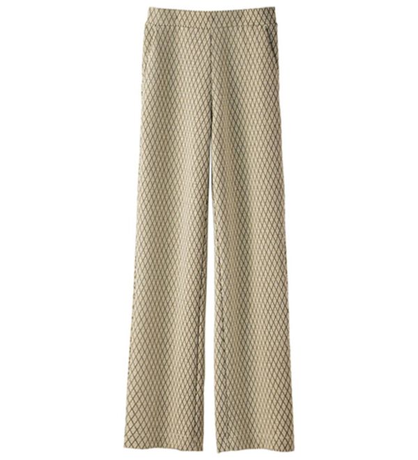 BELLUNA（ベルーナ）の「クラシカルジャカード小紋柄セミワイドパンツ（ワイドパンツ・ガウチョ）」｜オフ白系