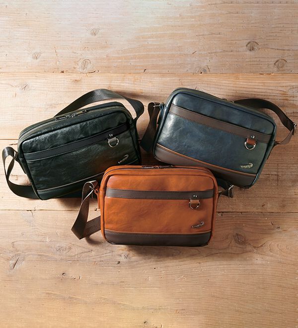 「＜クロコダイル＞大人のビンテージ調ショルダー（メンズショルダーバッグ）」｜詳細画像