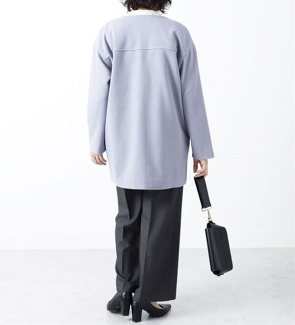 BELLUNA（ベルーナ）の「ウール調素材ノーカラーミドル丈コート（ハーフコート）」｜詳細画像