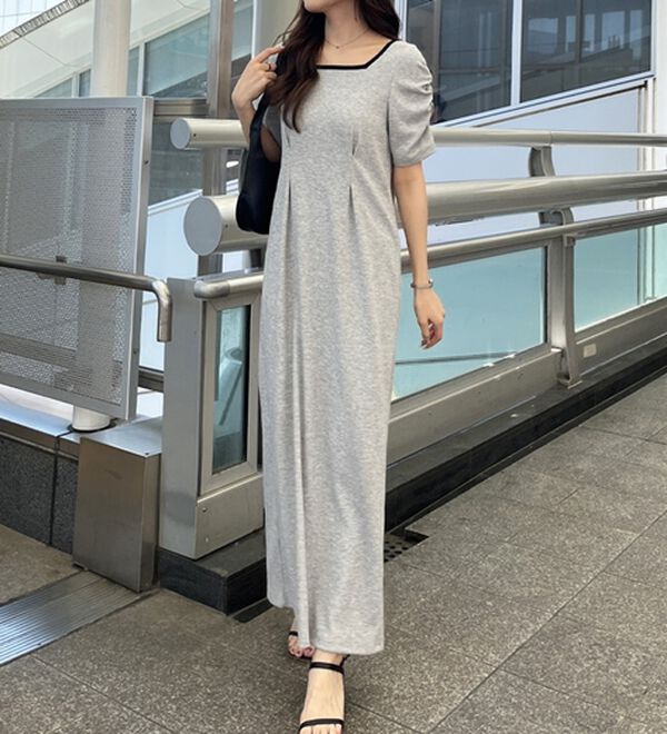 GeeRA（ジーラ）の「バックオープン配色リブワンピース（その他ワンピース）」｜詳細画像