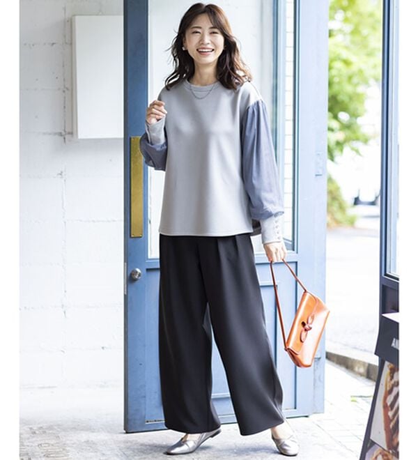 BELLUNA（ベルーナ）の「上品ツータックワイドパンツ（ワイドパンツ・ガウチョ）」｜詳細画像