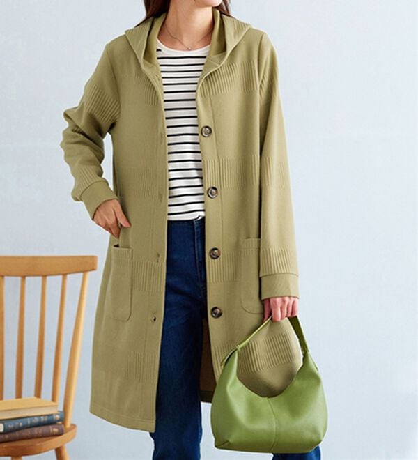 BELLUNA（ベルーナ）の「ボーダージャカード素材フードカーディガン（その他ジャケット）」｜詳細画像