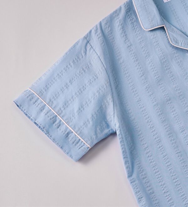 YU'NOW（ユナウ）の「【半袖＋ロングパンツ】綿１００％サッカーシャツパジャマ（パジャマ・ルームウェア）」｜詳細画像