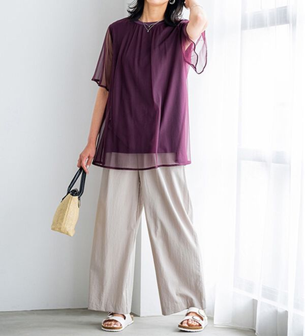 BELLUNA（ベルーナ）の「ふわり涼やか！チュール重ねチュニック（チュニック）」｜詳細画像