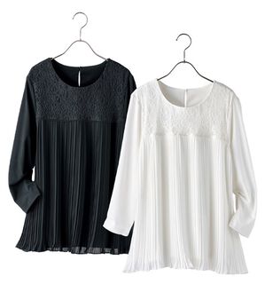 BELLUNA（ベルーナ）の「【２枚組】フォーマル対応プリーツブラウス（チュニック）」｜2枚組