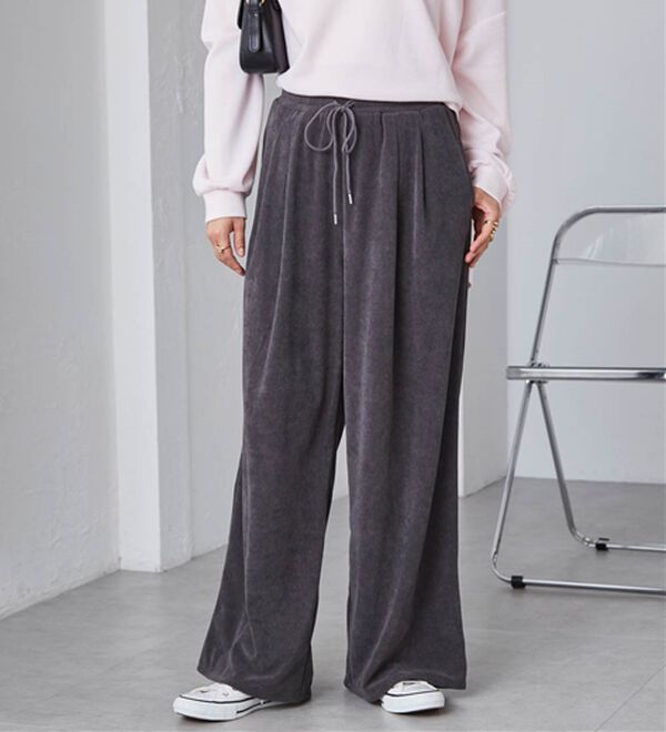 RANAN（ラナン）の「リブタックワイドイージーパンツ（その他パンツ）」｜チャコール