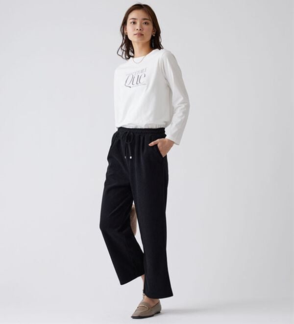 BELLUNA（ベルーナ）の「なめらかコーデュロイワイドパンツ（ワイドパンツ・ガウチョ）」｜詳細画像