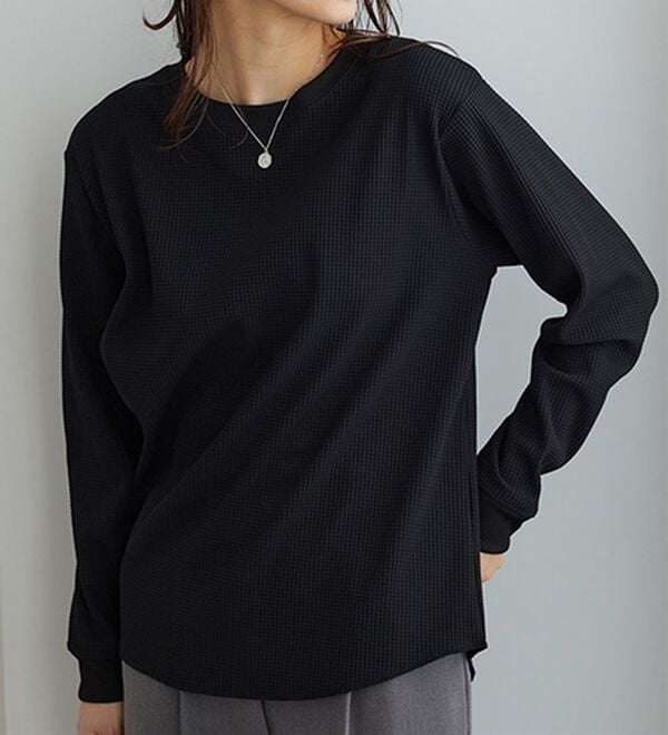 BELLUNA（ベルーナ）の「《快適Ｌａｂ．》 乾きやすい！ドライワッフルプルオーバー（カットソー）」｜詳細画像