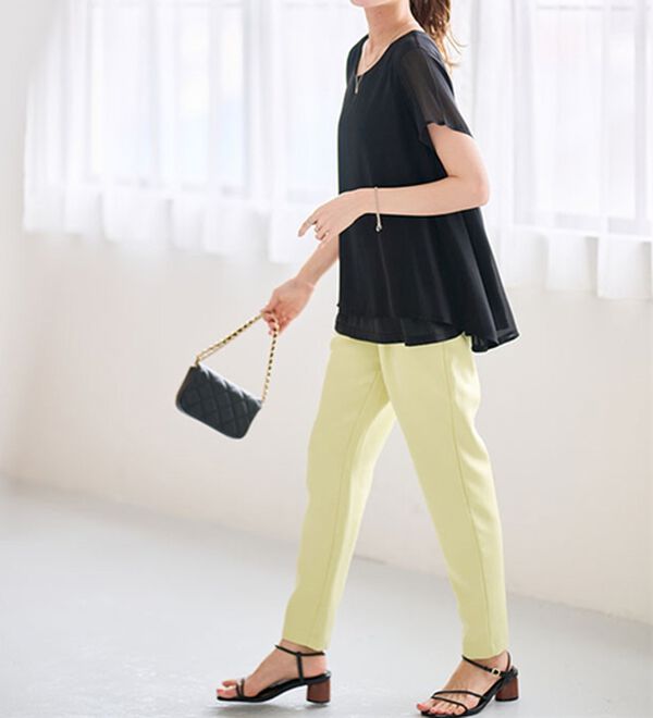 RANAN（ラナン）の「ひんやり！異素材使い重ねチュニック・プルオーバー（カットソー）」｜詳細画像