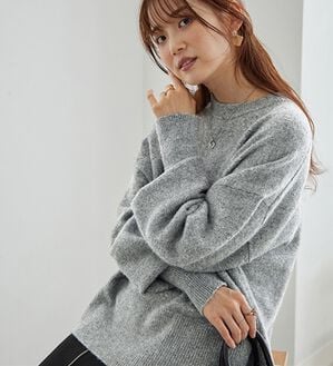 GeeRA（ジーラ）の「ゆるっと柔らか！袖ボリュームメランジニット（ニット・セーター）」｜グレー