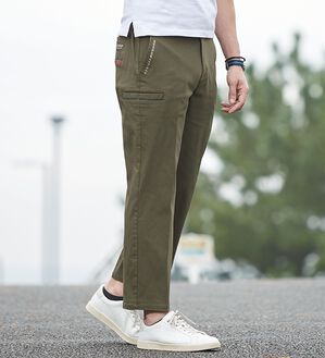 「【３本組】＜ダンロップ・リファインド＞すっきり大人のカーゴパンツ（メンズフルレングスパンツ）」｜詳細画像