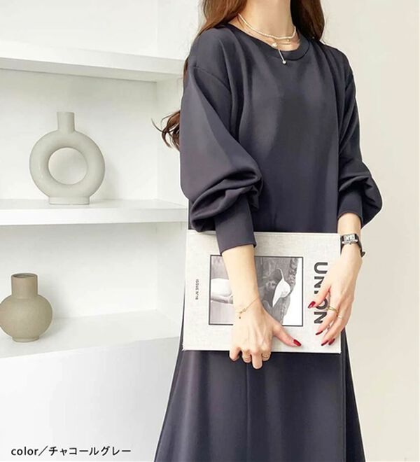 GeeRA（ジーラ）の「【再入荷】1枚で決まる！ハーフジップフレアワンピース（カットソーワンピース）」｜詳細画像