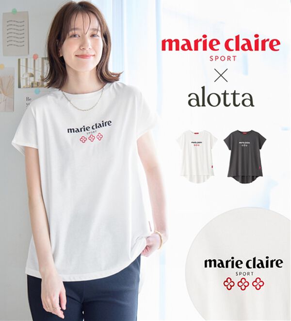 alotta（アロッタ）の「【マリクレール・スポーツ】モックネックギャザーＴシャツ（Tシャツ）」｜詳細画像