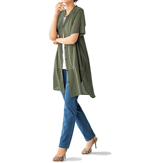 BELLUNA（ベルーナ）の「伸びる！ひんやりニットデニムパンツ（フルレングスパンツ）」｜詳細画像