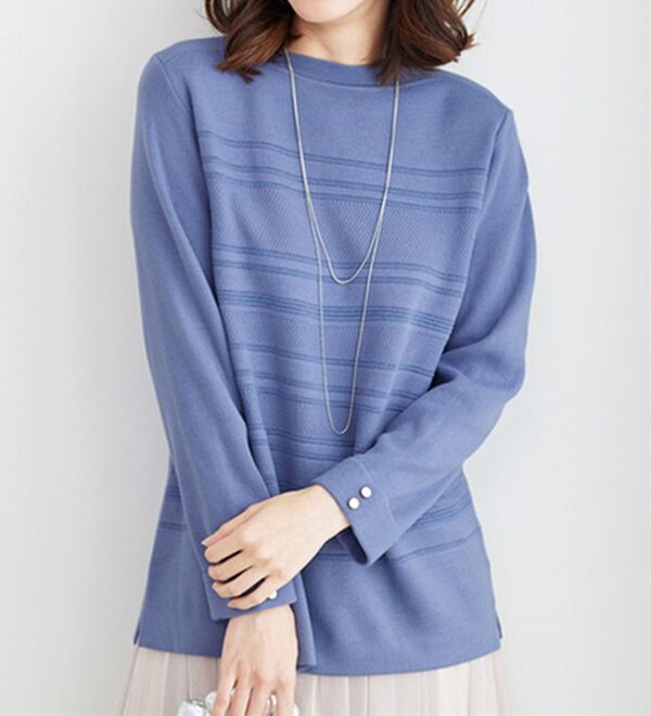 BELLUNA（ベルーナ）の「ラメ入りミラノリブニットプルオーバー（ニット・セーター）」｜ブルーグレー