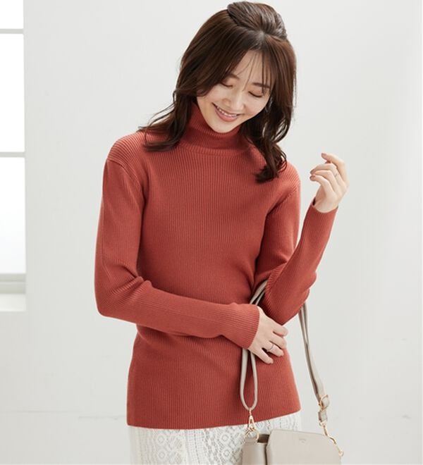 BELLUNA（ベルーナ）の「【安心感あるプチプラニット】リブニットタートルネックプルオーバー（ニット・セーター）」｜詳細画像