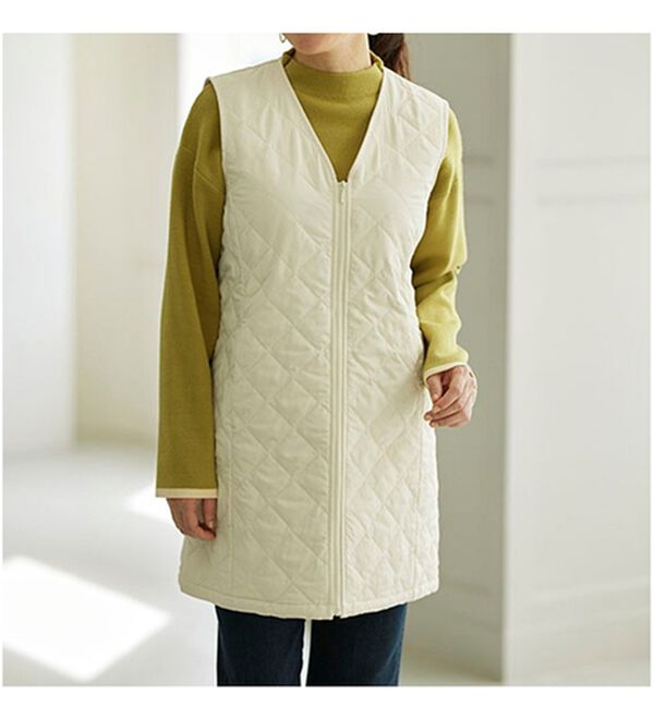 BELLUNA（ベルーナ）の「【マジ軽ウォーム】蓄熱保温キルトロングベスト（ポーチ付）（ベスト）」｜詳細画像