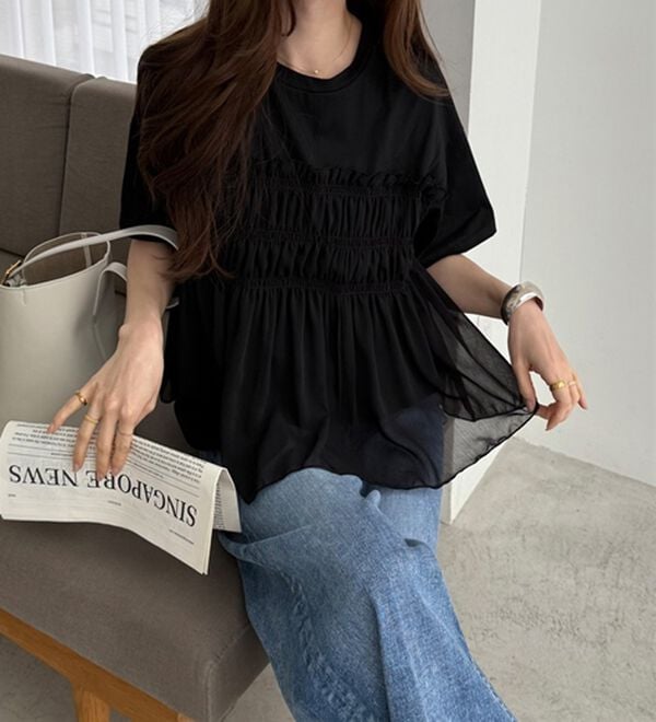 GeeRA（ジーラ）の「シアービスチェドッキングＴシャツ（カットソー）」｜詳細画像