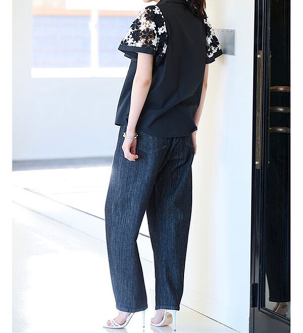 RANAN（ラナン）の「きれい見え麻入りカーブデニム（フルレングスパンツ）」｜詳細画像