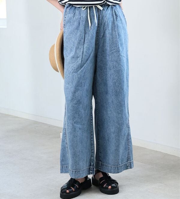 A HAPPY MARILYN（アハッピーマリリン）の「【Ｍ～８Ｌ】楽して叶う！イージーデニムワイドパンツ（ワイドパンツ・ガウチョ）」｜詳細画像