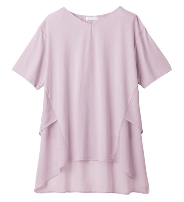 alotta（アロッタ）の「【接触冷感】バックシフォン切替チュニック（チュニック）」｜ラベンダー