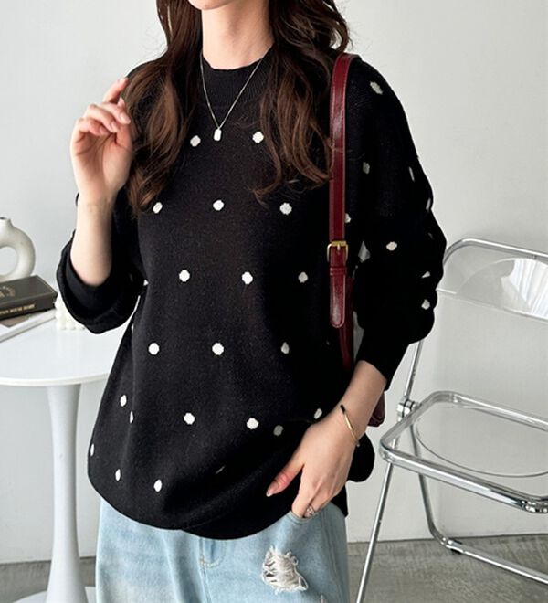 GeeRA（ジーラ）の「ドット柄ニットプルオーバー（ニット・セーター）」｜詳細画像