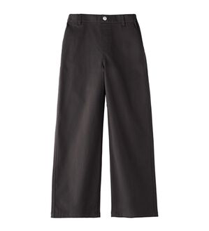 BELLUNA（ベルーナ）の「ピーチ綿サテンワイドストレートパンツ（ワイドパンツ・ガウチョ）」｜チャコール