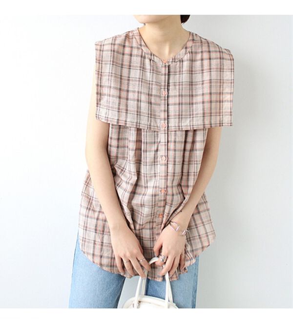 GeeRA（ジーラ）の「シアーチェックセーラーカラーブラウス（ブラウス）」｜詳細画像