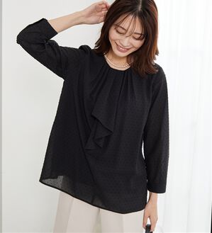 BELLUNA（ベルーナ）の「＜Ｃ／Ｓ＞ドットシフォンボウタイブラウス（ブラウス）」｜黒