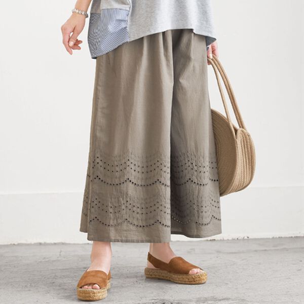 BELLUNA（ベルーナ）の「カットレースガウチョパンツ（ワイドパンツ・ガウチョ）」｜詳細画像