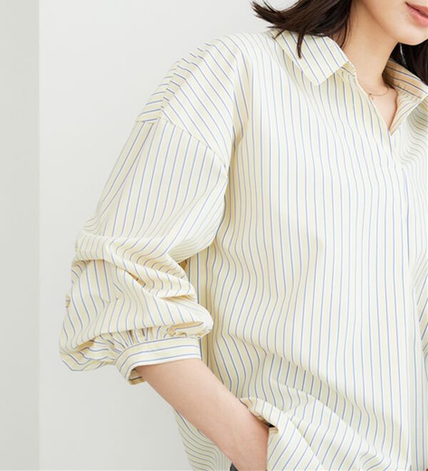 BELLUNA（ベルーナ）の「【新色追加】袖タックデザインスキッパーシャツ（シャツ）」｜詳細画像