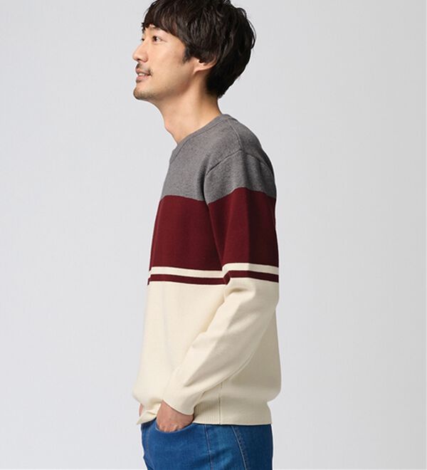 REMEN'S（リメンズ）の「【洗える】やわらかタッチボーダークルーネックセーター（メンズニット・セーター）」｜詳細画像