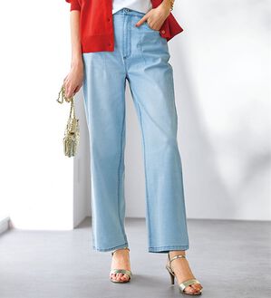 BELLUNA（ベルーナ）の「ヒンヤリ冷感！ライトオンスジーンズ（ワイド）（ワイドパンツ・ガウチョ）」｜ブリーチ