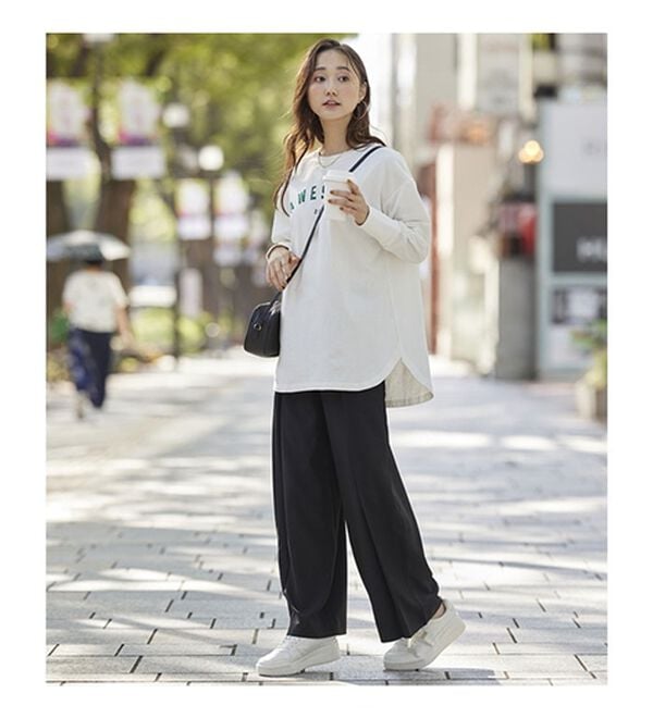 BELLUNA（ベルーナ）の「リネンライクタックワイドパンツ（ワイドパンツ・ガウチョ）」｜詳細画像