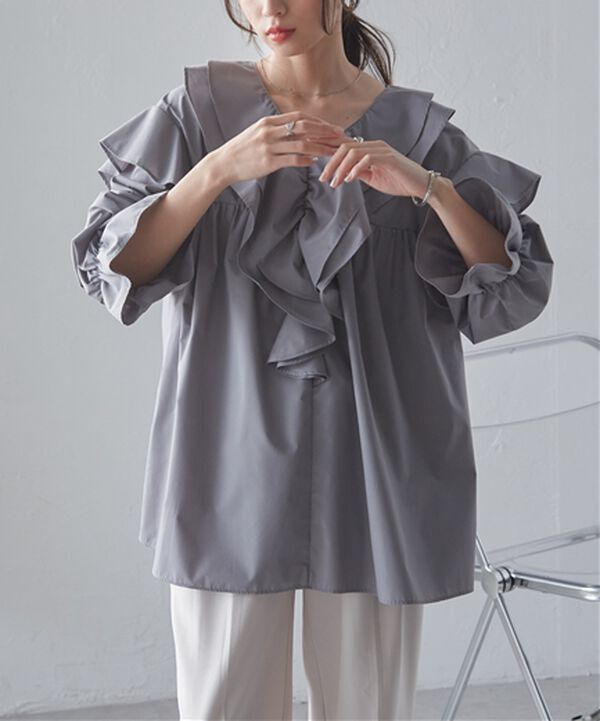 RANAN（ラナン）の「ビッグカラーフリルブラウス（ブラウス）」｜詳細画像