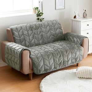 iellio（イエリオ）の「あったかふわふわボリュームソファカバー＜吸湿発熱・フランネル素材＞（ソファーカバー）」｜チャコールグレー