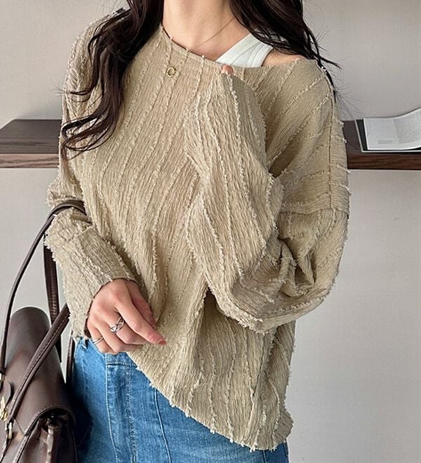 GeeRA（ジーラ）の「シャギージャカードボートネックカットソー（カットソー）」｜詳細画像