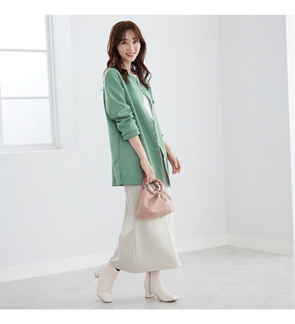 BELLUNA（ベルーナ）の「時短コーデ！ダンボール素材ロングカーデアンサンブル（アンサンブル）」｜詳細画像