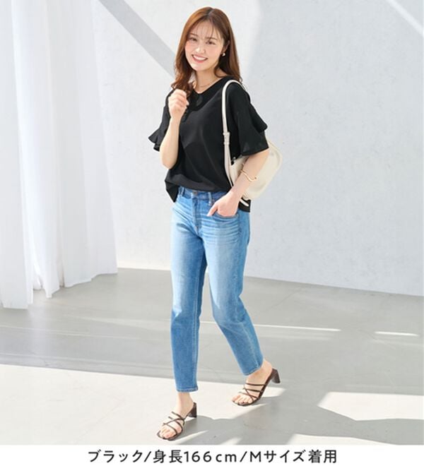 alotta（アロッタ）の「【４つの機能付】ひんやりフリル袖ブラウスＴシャツ（ブラウス）」｜詳細画像