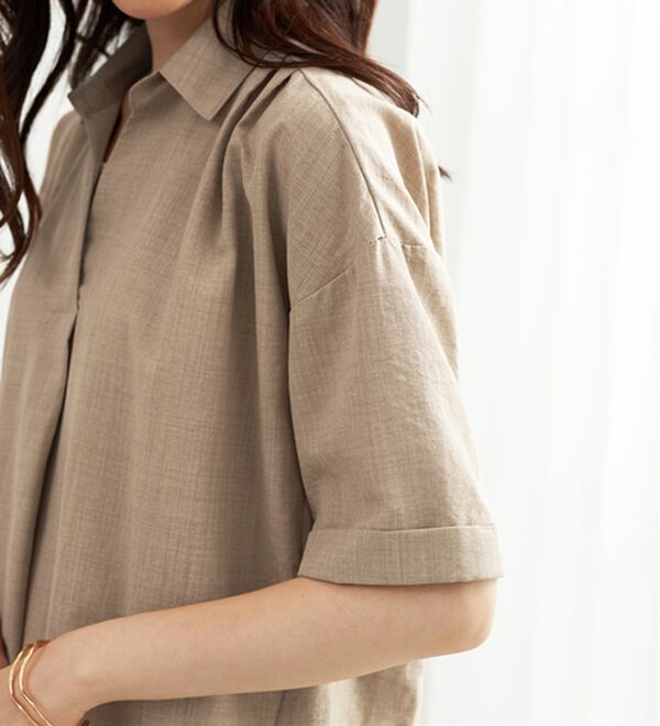 BELLUNA（ベルーナ）の「麻調素材スキッパーブラウス（ブラウス）」｜詳細画像